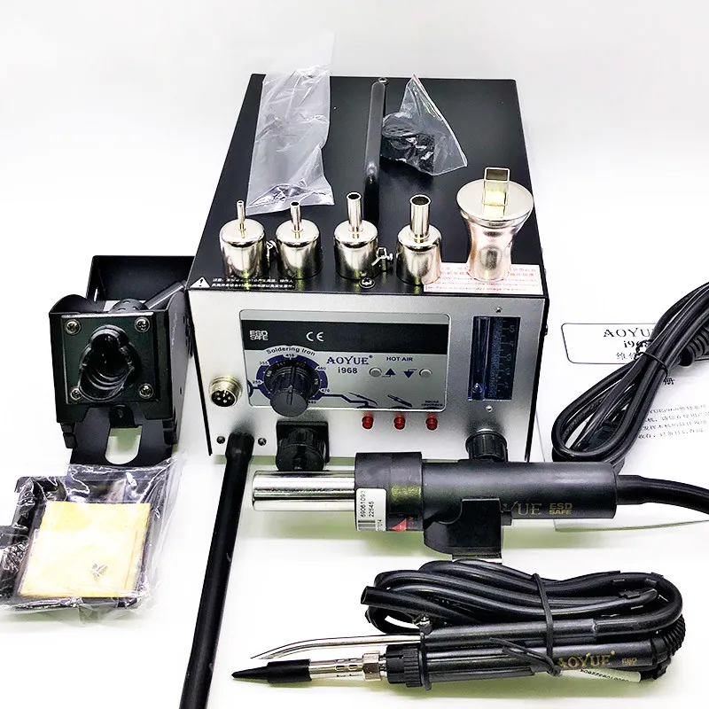 AOYUE-968 220V SMD/SMT 3 в 1 паяльная станция, паяльная станция горячий воздух паяльная станция AOYUE i968 SMD паяльная станция - Цвет: I968
