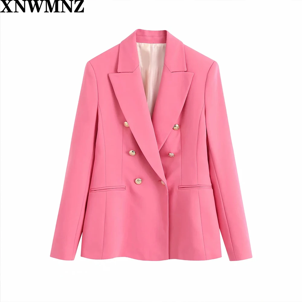 

Za Tailored double-breasted blazer Fuchsia back vent Blazer with lapel collar long sleeves Featuring front double welt pockets