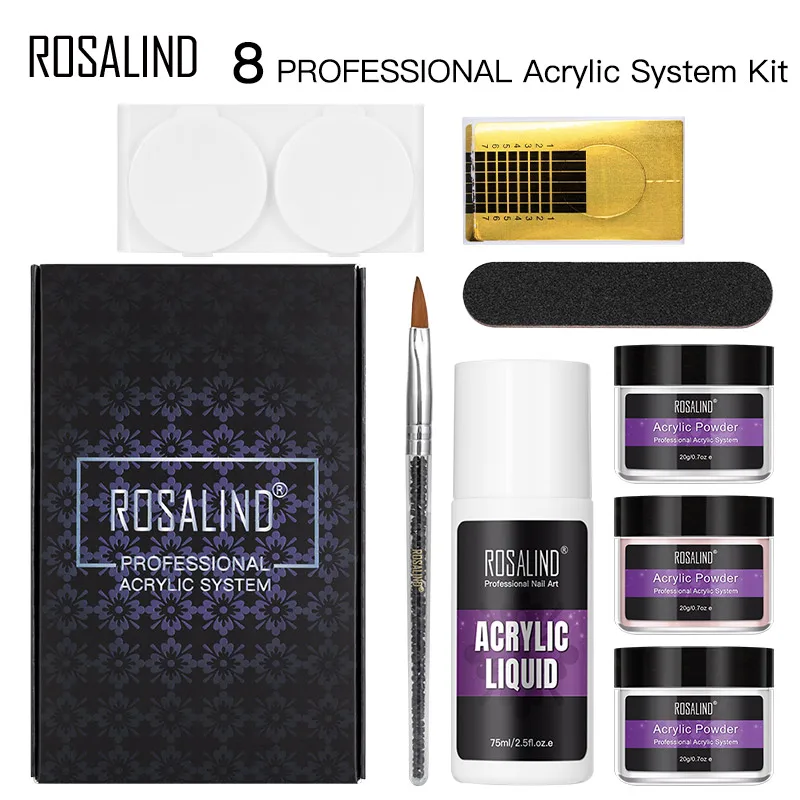 ROSALIND Acrylic nail kit Nail Art Decorations Tools Nail Extension Manicure Set Supplier For professional Acrylic Powder Set