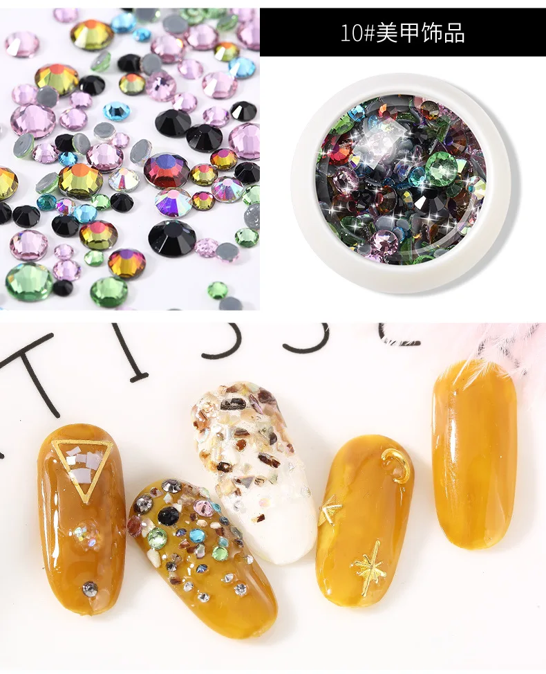 Nail Ornament Natural Shell Stickers Hot Sales Moon And Stars Rivet Micro Drill Bottom Tip Man-made Diamond Flat-bottomed Diamon