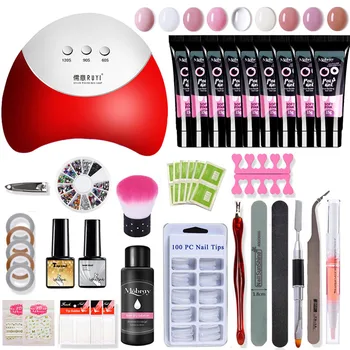 Poly Gel Kit Manicure Set 36w Led Lamp Gel Nail Polish Set Quick Building For Nail Extensions Hard Jelly Gel Acrylic Kit