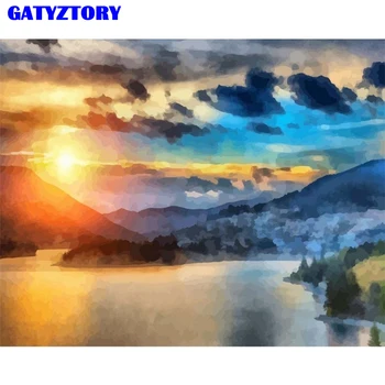 

GATYZTORY Frame Oil Painting By Numbers Reflection Scenery DIY Hand Painted Paint On Canvas Landscape Wall Art For Home Decor