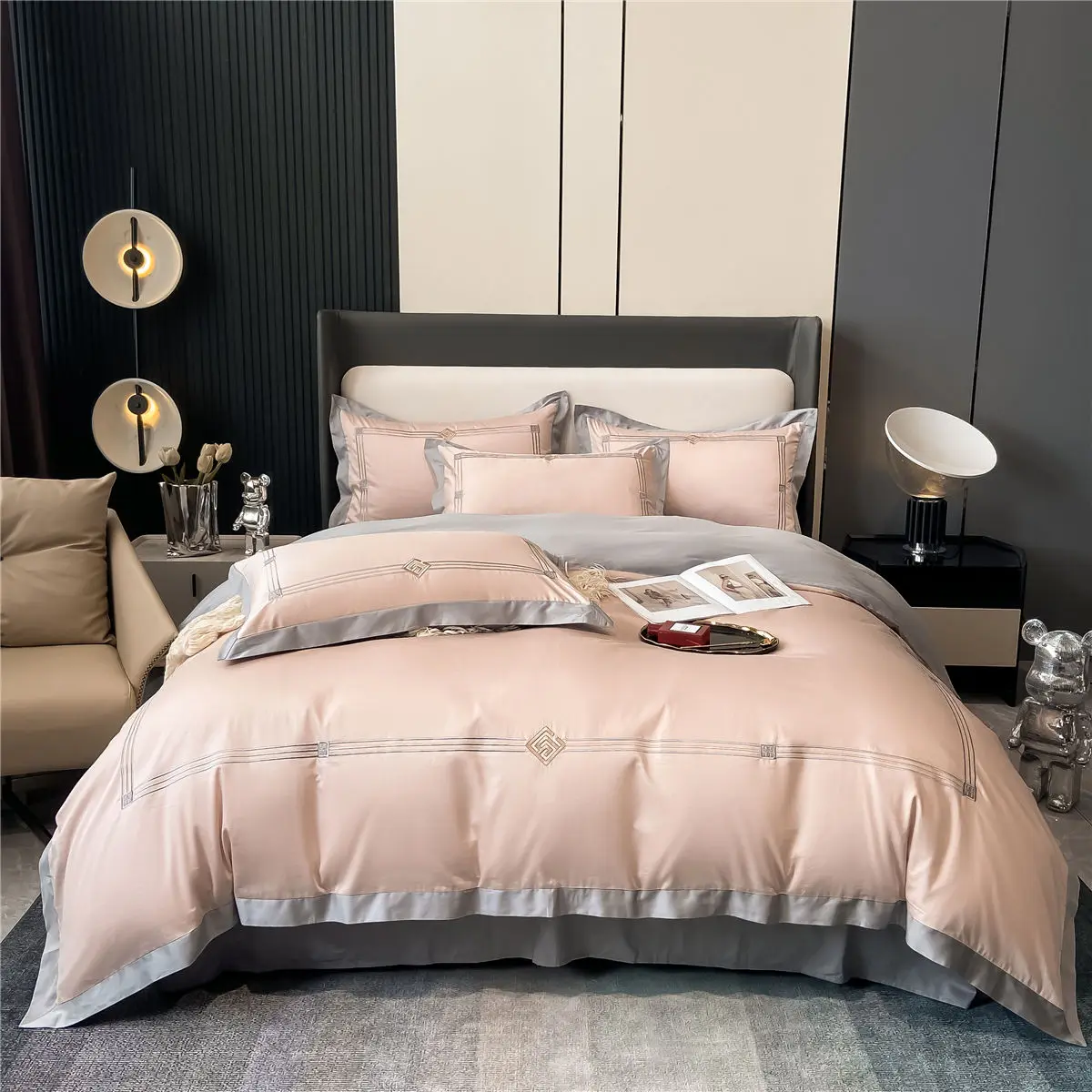 OLOEY Bedding set Egyptian cotton 100S Phnom Penh duvet cover flat sheet pillowcases Soft bed sets Embroidery