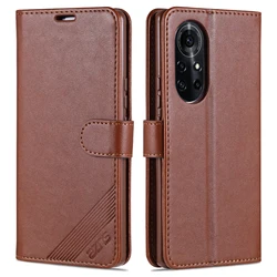 Luxurious AZNS TPU Leather Wallet Flip Case with Card Slots and Magnetic Closure for Nova 3e (Dark Brown)