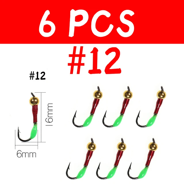 Jigeecarp 6pcs Brass Bead Head Buzzer Ice Fishing Fly Lure Jig Nymph Larvea  Trout Nymph Fast Sinking Artificial Bait