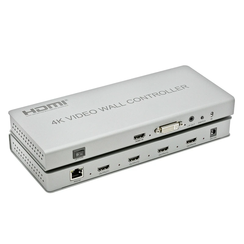 Hdmi Dvi 4-Channel Video Processor 2X2 4K Video Wall Controller 3 Display Modes Video Splicer-Eu Plug
