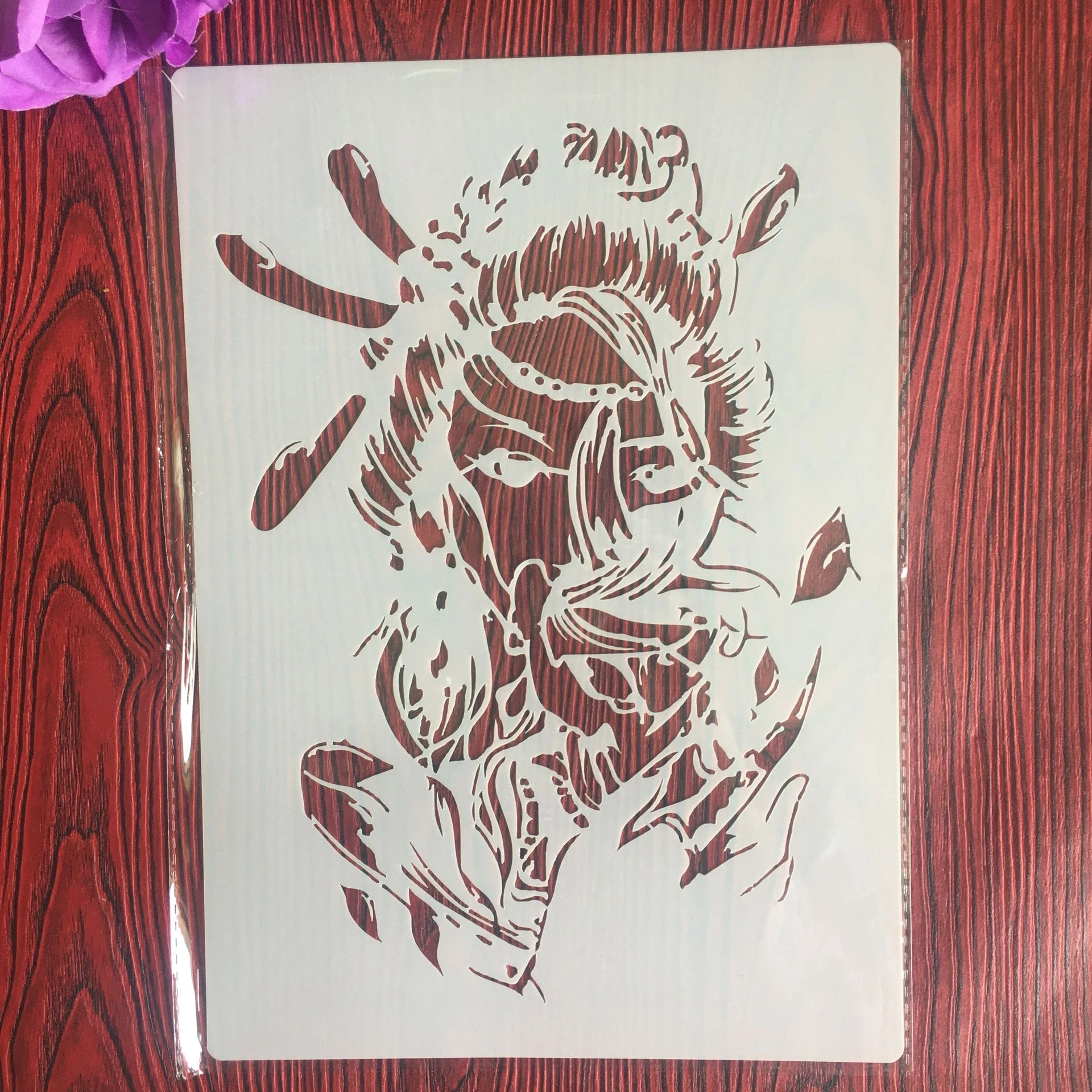 

A4 29 * 21cm Female warriorl DIY Stencils Wall Painting Scrapbook Coloring Embossing Album Decorative Paper Card Template