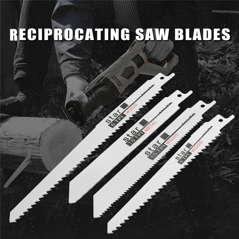 

10pcs/Set Saw Blades Set Carbide Woodworking Wood Fibreboard Metal Cutting Reciprocating Saw Blades Power Tools Accessories