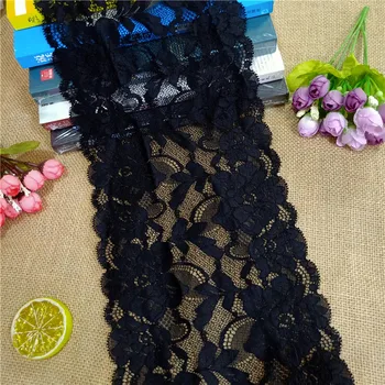 

18.5-22cm Width Black soft stretch spandex Colorful wide lace DIY For clothing underwear accessories wedding decoration