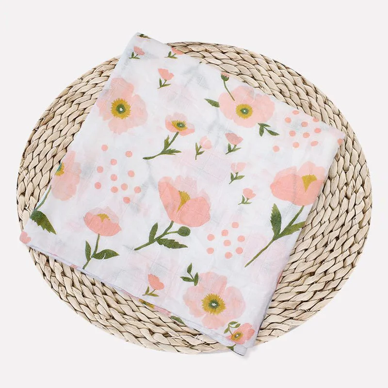 Flower 1 шт., муслин, хлопок, детские пеленки, мягкие одеяла для новорожденных, для ванной, марля, Детская накидка, спальный мешок, чехол для коляски, игровой коврик - Цвет: Flower