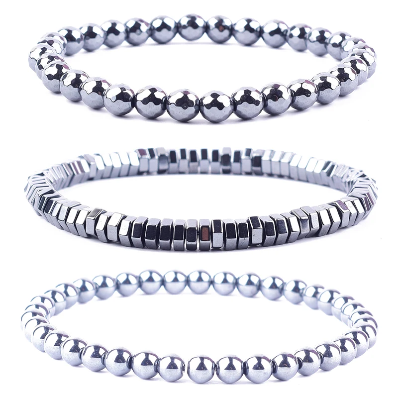 

Браслет для магнитной терапии для женщин, эластичный браслет из гематита и камней, из нержавеющей стали, с бусинами, для ухода за здоровьем