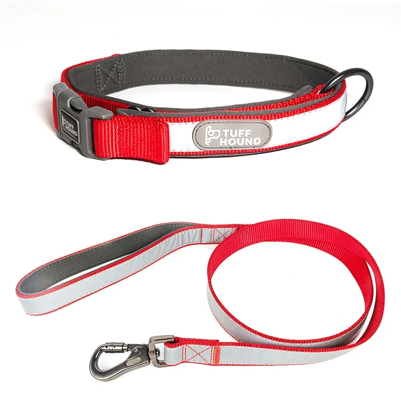 Красный Tuff Hound NylonDog жгут удобный пошаговый Жгут Pet шлейка и поводок продукты для собак щенка Быстросохнущий собачий ошейник с цепью - Цвет: Красный