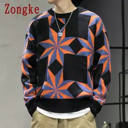 Zongke геометрический зимний свитер, Мужское пальто, пуловер и свитер для мужчин, зимние мужские свитера на осень 2019, новая мужская одежда XXL