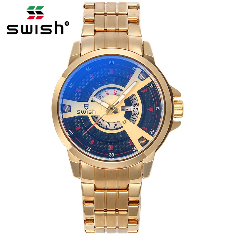

SWISH 2019 Men Quartz Watch Automatic Date Watches Steel strip Fashion Luxury Design Man Clock Relogio Masculino