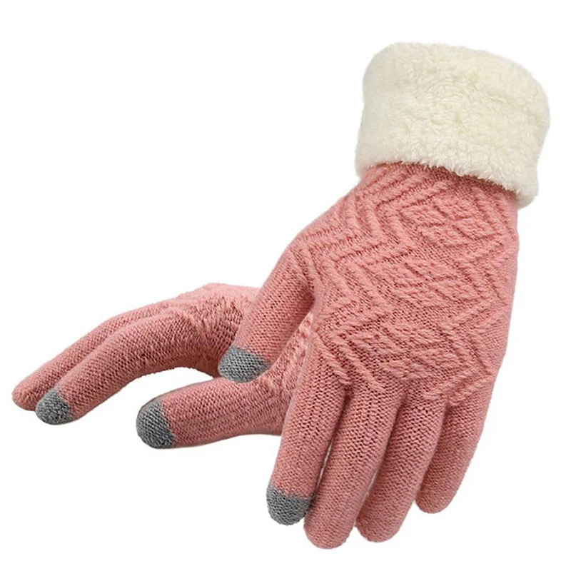 Sale Women Winter Touch Screen Thick Gloves Warm Kint Elegant Full Finger Fleece Gloves