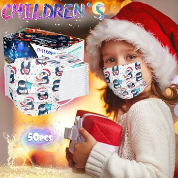 

50Pcs Cartoon Kids Disposable Mask 3 Layer Child Filter Hygiene Thicken Children's Face Mouth Mask Earloop Fast Delievry New#