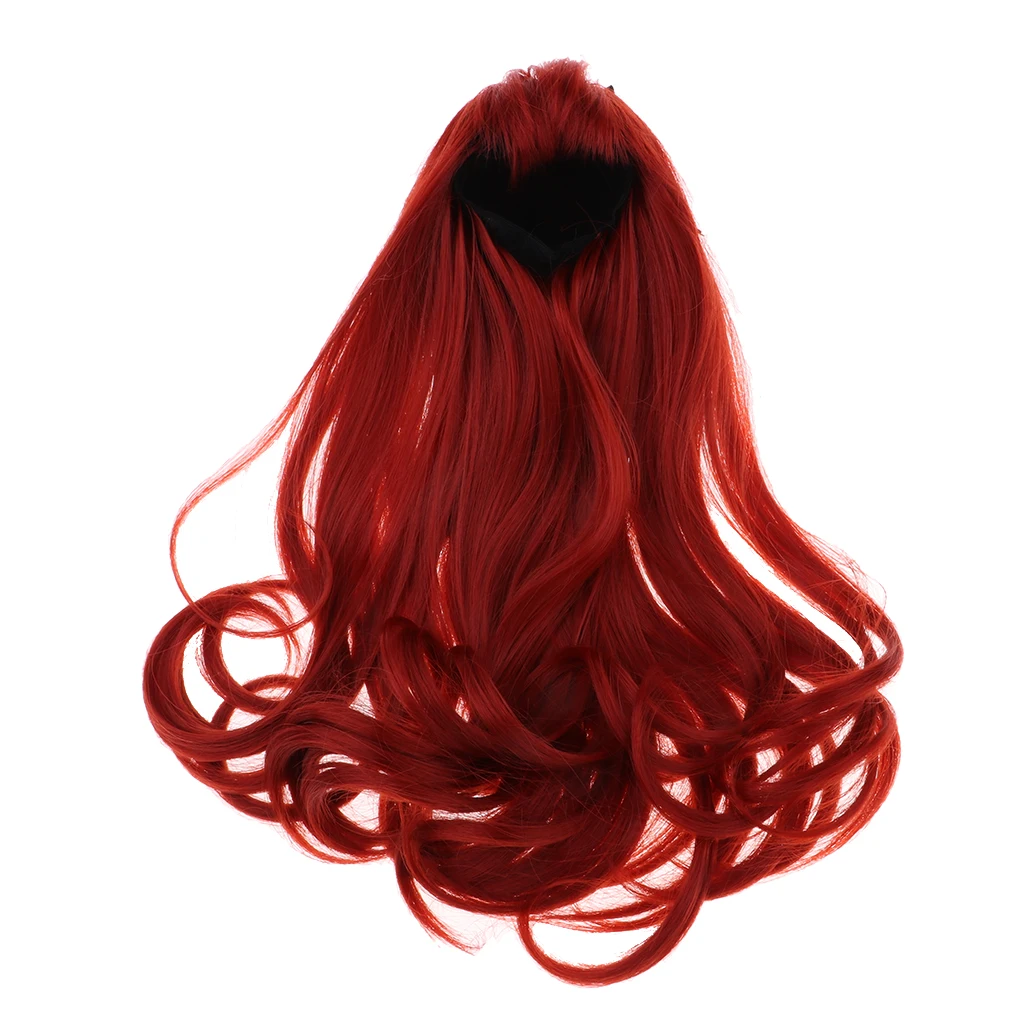 1/3 BJD Doll Wig High Temperature Long Curly Hair Wig for Girl Dolls DIY Making Supplies (Wine Red)