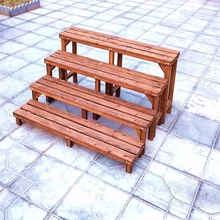 Стойка для балкона на открытом воздухе Антикоррозийные деревянные стружки табурет трапециевидный Одноместный Многоэтажный посадочный Тип ступени полки для цветочных Горшков