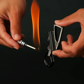 

Car Keychain Multifunctional Match Ignition Kerosene Cigarette Lighter Cutsom for Boyfriend Father's Day Men Creativity Gift