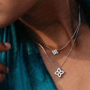 

GODKI New Lucky Flower Charms Pendant Stacks Choker Necklace Cubic Zirconia Bling Hip Hop Jewelry Fo Women Wedding Party
