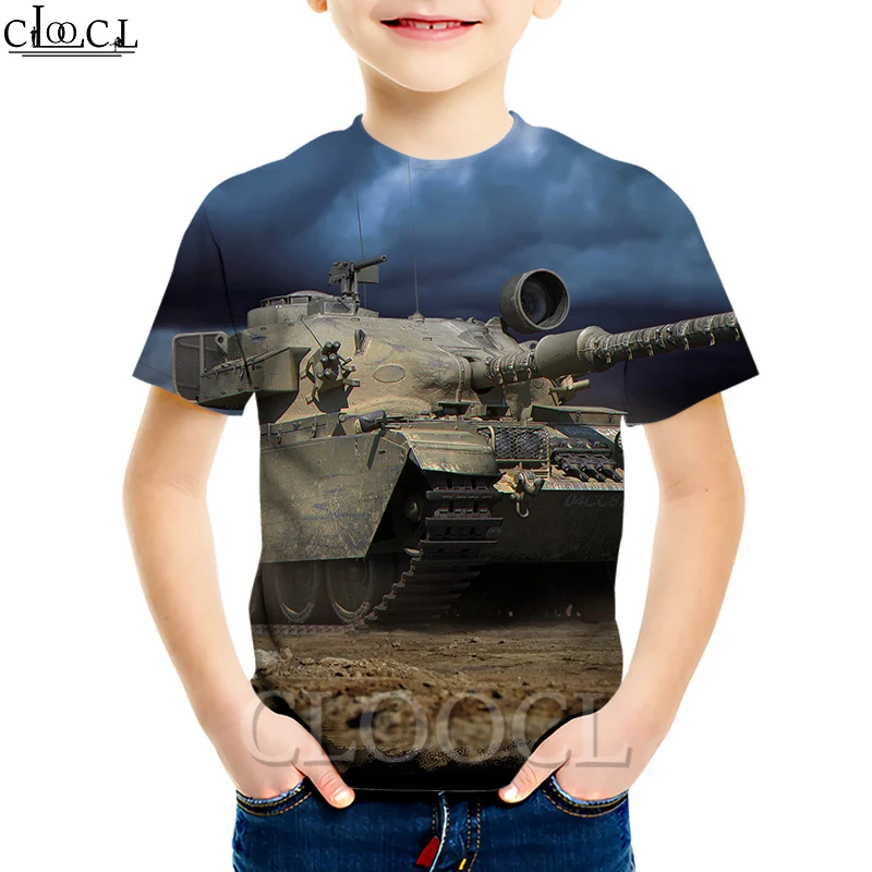 Детские футболки CLOOCL с принтом World of Tanks для мальчиков и девочек детская летняя
