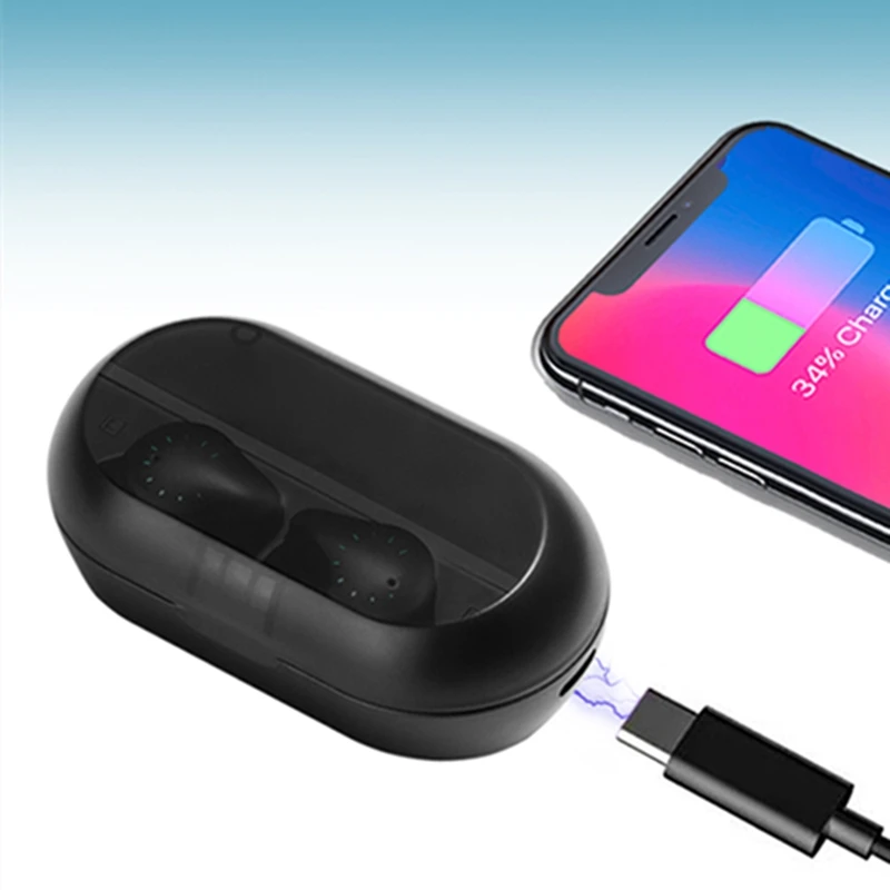 

TWS Bluetooth V5.0 HIFI Wireless Earphones Headphone Stereo Sport Earbuds Headset With Charging Box Mic For iPhone Xiaomi