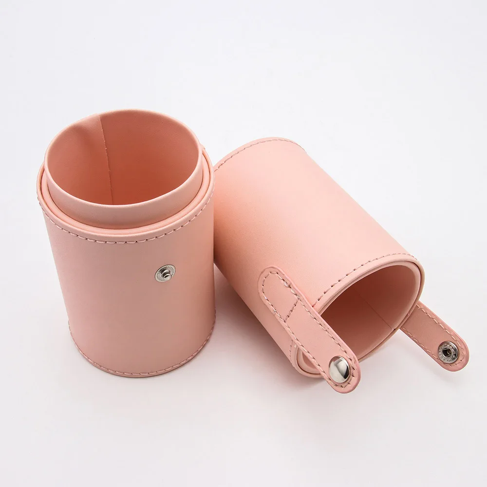 Middle pink Держатель для кистей для макияжа, чехол для хранения, Косметическая ручка, чашка, портативный органайзер для путешествий из искусственной кожи, пустая трубка, контейнер для макияжа - Цвет: Middle pink