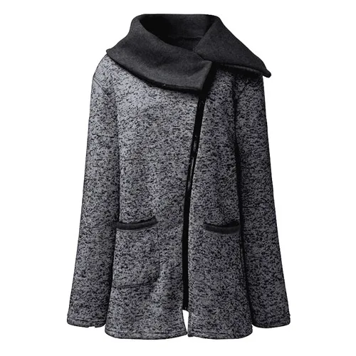 Зимнее пальто женское шерстяное теплое пальто плюс бархатный свитер боковая молния пальто плюс размер длинное пальто Корейская серая куртка толстое тонкое пальто - Цвет: black and gray