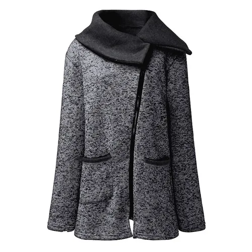 black and gray Зимнее пальто женское шерстяное теплое пальто плюс бархатный свитер боковая молния пальто плюс размер длинное пальто Корейская серая куртка толстое тонкое пальто - Цвет: black and gray