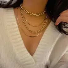 Lacteo панк 4 многослойный чокер с массивной цепью ожерелье для женщин хип-хоп Золотой/Серебряный Металл Lasso Очаровательное ожерелье массивные украшения