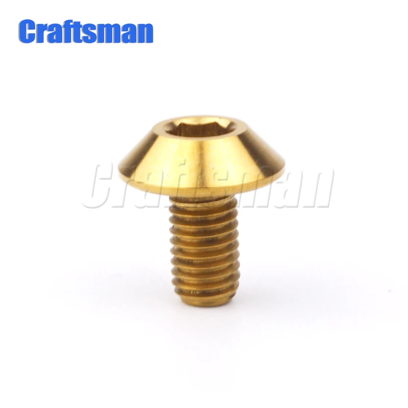 2Pcs M8 x 20mm Titanium Bolt Bicycles Umbrella Head Ti Hex Screws Fasteners Gold