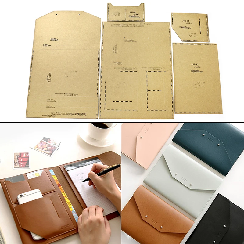 Leather Craft Tool Kit DIY Kraft Paper Template Clutch Bag Pattern