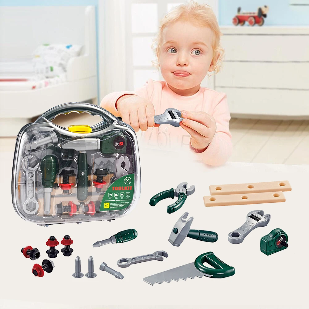16 шт. 1 чехол ручные инструменты игрушки для малышей Большие размеры наборы для обслуживания моделирования Наборы инструментов для ремонта набор игрушек детские игрушки для ролевых игр