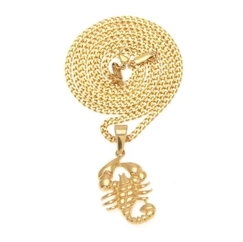 

Street Fashion Hip Hop gold Stainless steel Plated Gold Scorpio Chain Pendant Necklace Exaggeration Men's Punk Rock Necklace