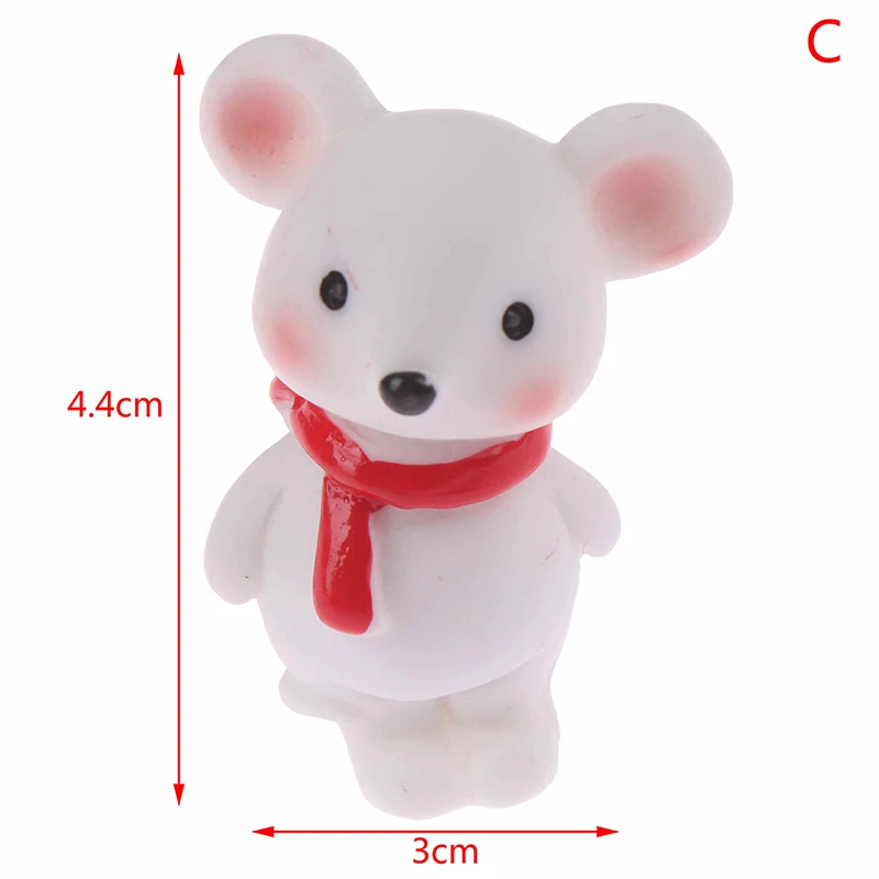 1PCS Cute New Year Christmas Snow Rat Little Mouse Gift Children Toy Decoration Small Statue Figurine Ornament Miniatures - Цвет: C