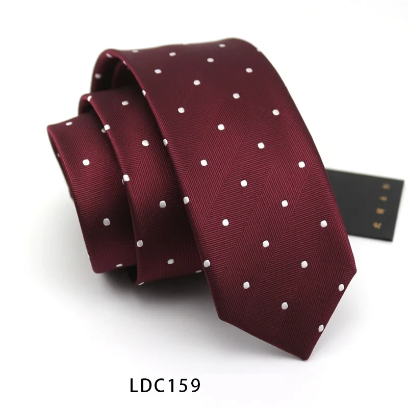 LDC159 Высокое качество новые дизайнерские бренды модные деловые повседневные 6 см тонкие галстуки для мужчин галстук винно-красный свадебный с подарочной коробкой - Цвет: LDC159