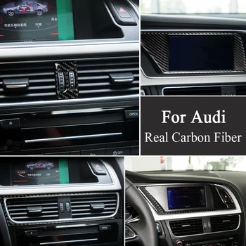 

Car-Styling Real Carbon Fiber Car Interior Navigation Air Conditioning CD Control Panel LHD RHD Sticker For Audi A4 A5 B8 Q5