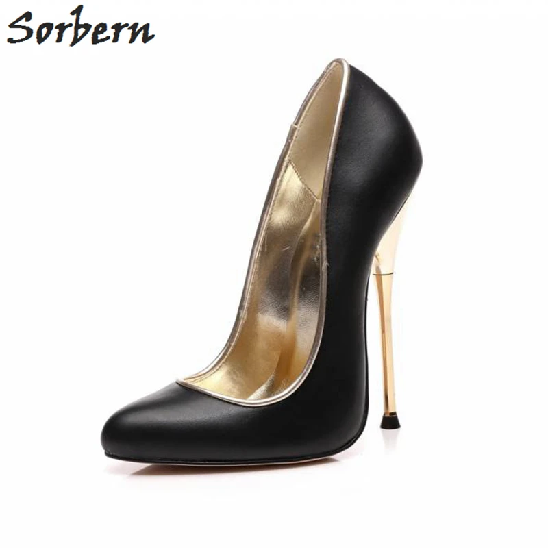 Sorbern туфли-лодочки на высоком металлическом каблуке 14 см; женские туфли на шпильке без застежки с острым носком; туфли на высоком каблуке; экзотические туфли для танцев; цвета на заказ
