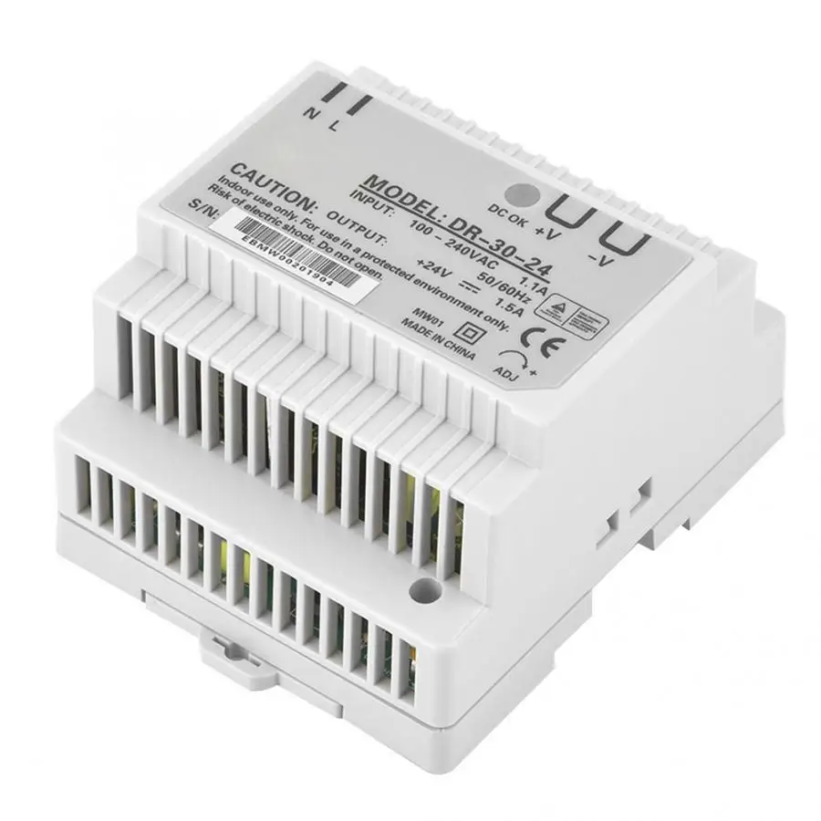 DR 30 24 din рейка Один выход импульсный источник питания Вт В/1.5A AC/DC