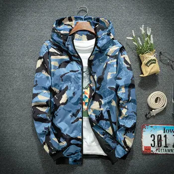 

Autumn Summer Outdoor Sunblock Stylish Men Camou Hoodie Jacket Zipper Coat Windbreaker Sport Outwear Climbwear Camouflage green