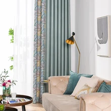 Пользовательские шторы скандинавские гостиной соединяющие лист зеленое окно хлопок окно спальня ткань затемненные занавески Тюль M721