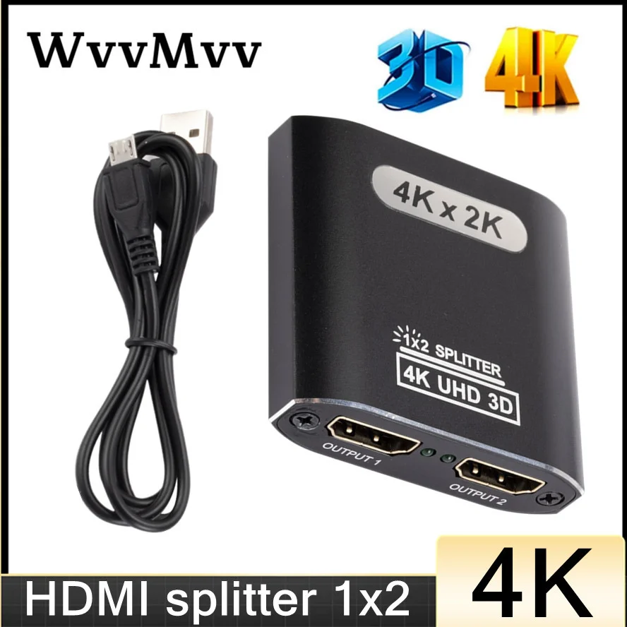 Разветвитель 1 в 2 1080p 4K 1x2 3D усилитель сигнала мощности HDMI адаптер для DVD PS3 Xbox |