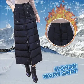 

Fashion Women's High Waist Straight Skirt Winter Thickening Down Midi Skirt Zipper Warm Skirt Plus Size 5xl Falda De Mujer#3