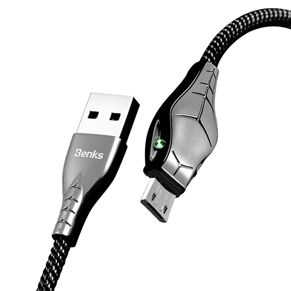 Benks змеиная форма Micro USB 3A Быстрая зарядка кабель для samsung S7 S6 Micro USB телефон зарядное устройство Шнур зарядки для Xiaomi 4A 4 2S - Цвет: Black