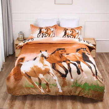

Horse Duvet Cover Set animal Bedding with Pillowcases Single Queen Size Bed linen 3pcs home textiles