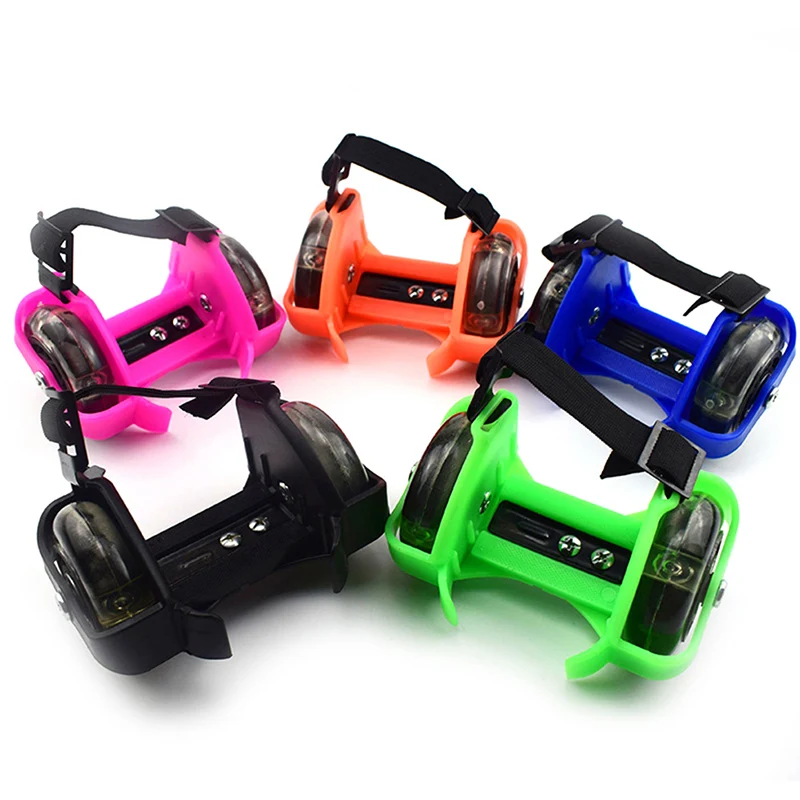 Two-Wheeled Heel Wheels Adjustable Roller Skates PVC Tricolor Luminous Wheel Shoes For Children FK88