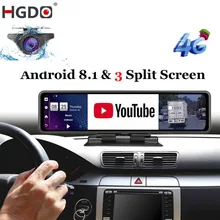 Hgdo-câmera traseira para painel de carro, 12 polegadas, android 8.1, 4g, adas, espelho, gravador de vídeo, fhd 1080p, wi-fi, gps, registrador de câmera dash