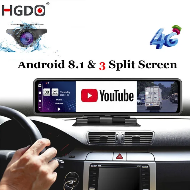 HGDO 12 רכב DVR לוח מחוונים מצלמה אנדרואיד 8.1 4G ADAS אחורי להציג מראה וידאו FHD 1080P wiFi GPS דאש מצלמת Registrator
