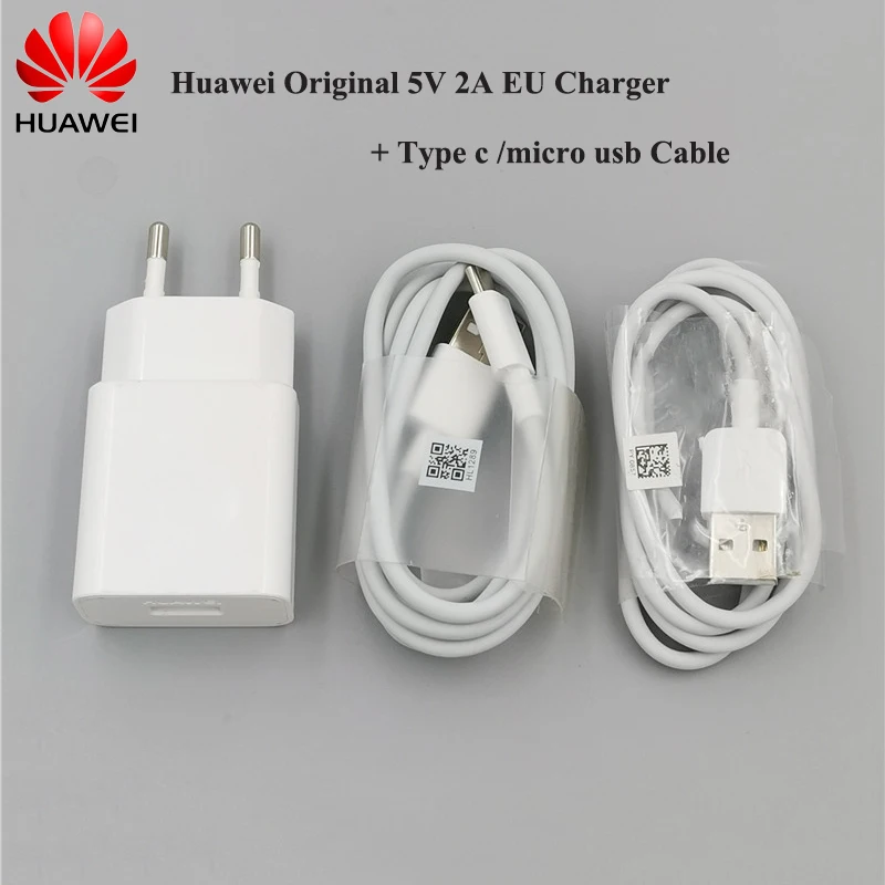 

Huawei Original Charger EU Charge adapter 5V2A type c micro Cable For Huawei p10 P8 P9 Plus Lite Mate 20 pro Honor 8 9 9x v8 10