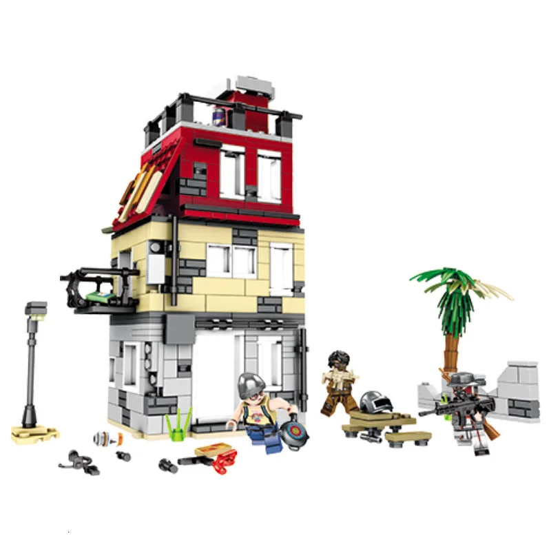  New 612pcs PUBG Island Three Layers Building Military Army WW2 Soldier Building Blocks SWAT City To